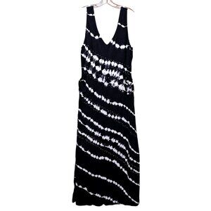 INC International Concepts Womens XL Black & White Tie-Dye Sleeveless Maxi Dress